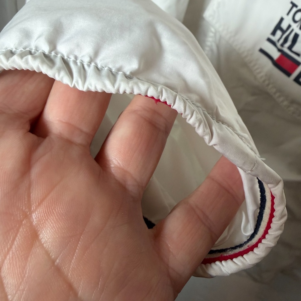 Tommy Hilfiger White Windbreaker Pullover Hoodie Jacket Men’s Size Large - Picture 8 of 10